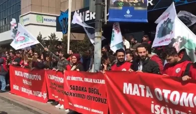 Satera işçilerinden Cengiz Holding önünde eylem