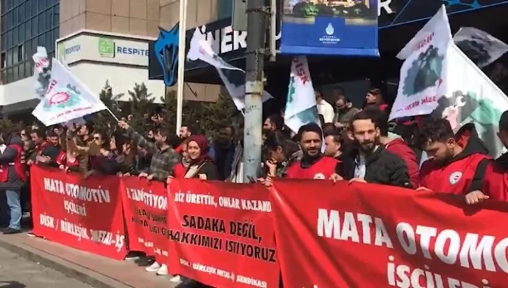 Satera işçilerinden Cengiz Holding önünde eylem