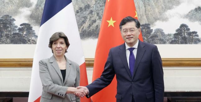 Çin ve Fransa dışişleri bakanları bir araya geldi