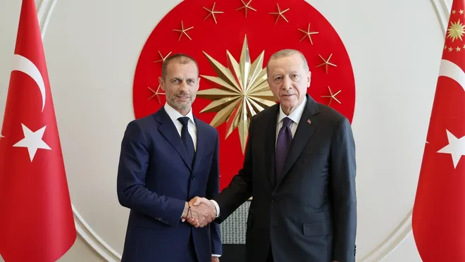 Erdoğan, UEFA Başkanı Ceferin ile bir araya geldi