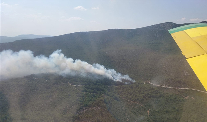 İzmir’de çıkan orman yangınına müdahale ediliyor