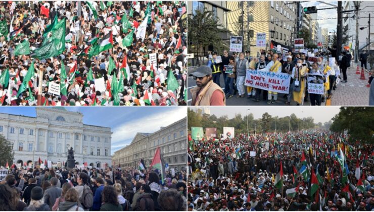 Birçok ülkede Filistin’e destek gösterileri düzenlendi