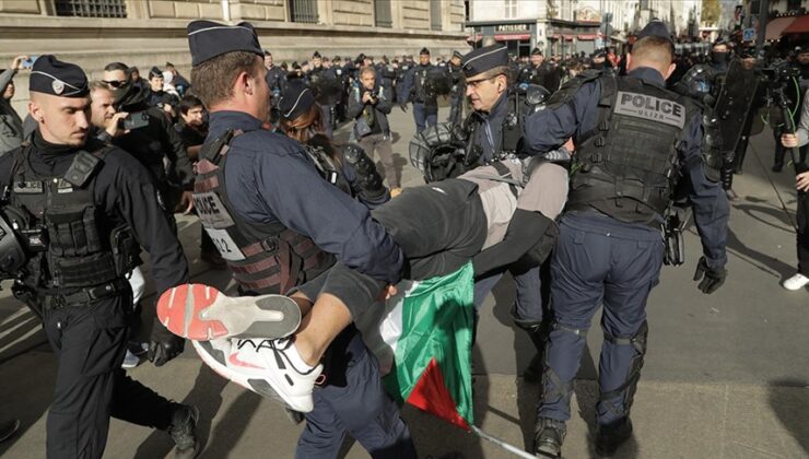 Paris’te polis, Filistin’e destek yürüyüşüne katılanlara müdahale etti