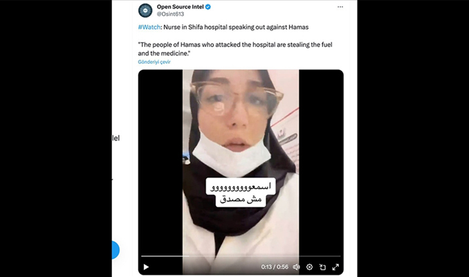İsrail ordusu paylaşımları yapan X hesabı hemşire videosunu sildi