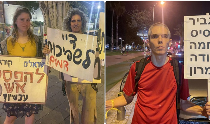 Tel Aviv’de ateşkes çağrısı yapanlarla çevreci karşı karşıya