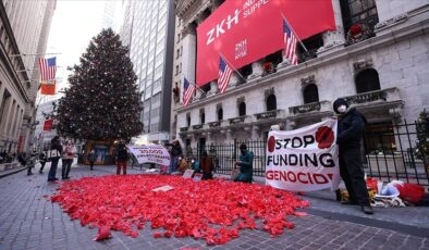 New York Borsası önünde Filistin’le dayanışma eylemi