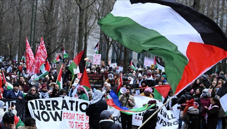 Belçika’da Gazze’ye destek gösterisi düzenlendi