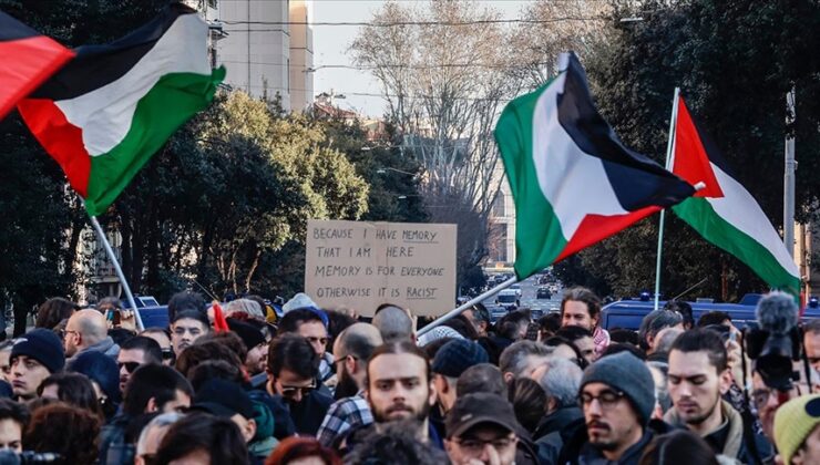 İtalya’da binlerce Filistin destekçisi meydanlara indi