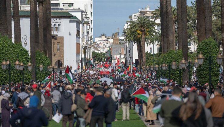Fas’ta Gazze’ye destek için 50 kentte 110 gösteri düzenlendi