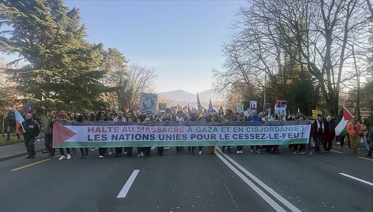 İsviçre’nin Cenevre kentinde Gazze için yürüyüş yapıldı