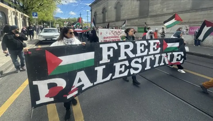 İsviçre’de binlerce kişi Filistin’e destek için yürüdü
