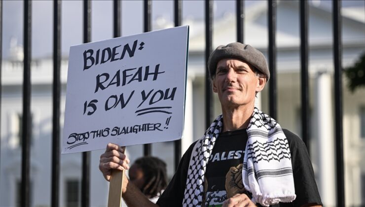 Washington’da konferansa katılan Biden’a Gazze protestosu