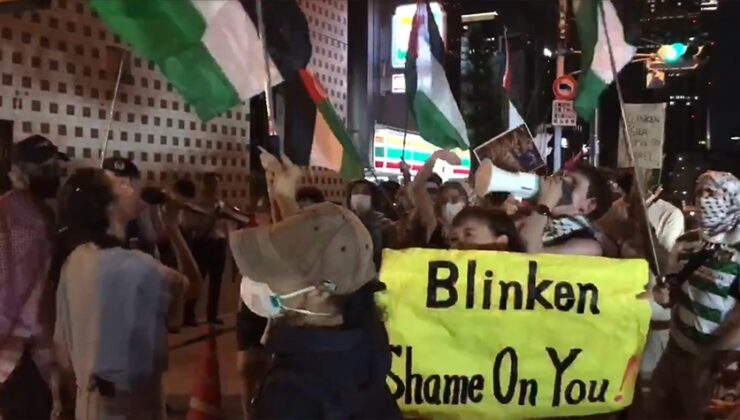 Blinken, Tokyo’da Filistin destekçileri tarafından protesto edildi